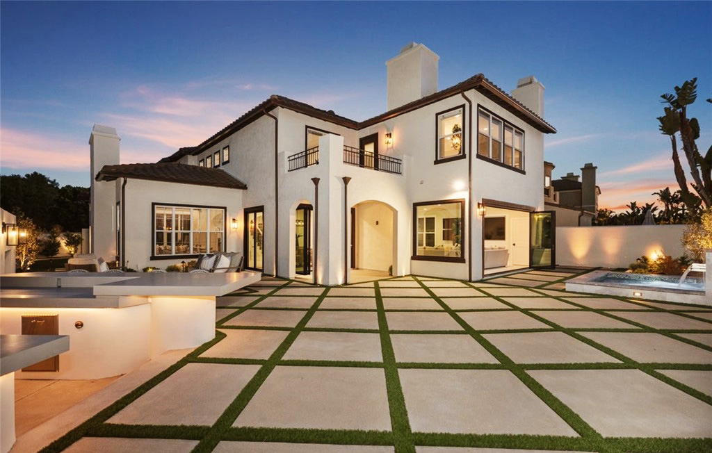 Synthetic grass installation at a home in Newport Beach, California.