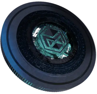 Mizar hexagonal emblem on a dark circular disc