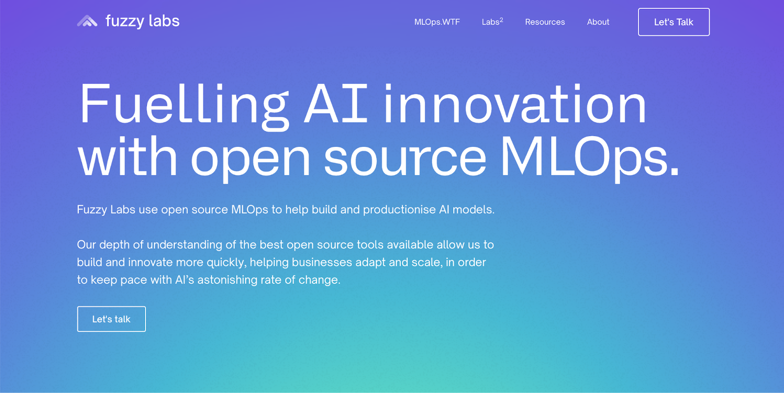 Fuzzy Labs homepage on fuelling AI innovation with open-source MLOps