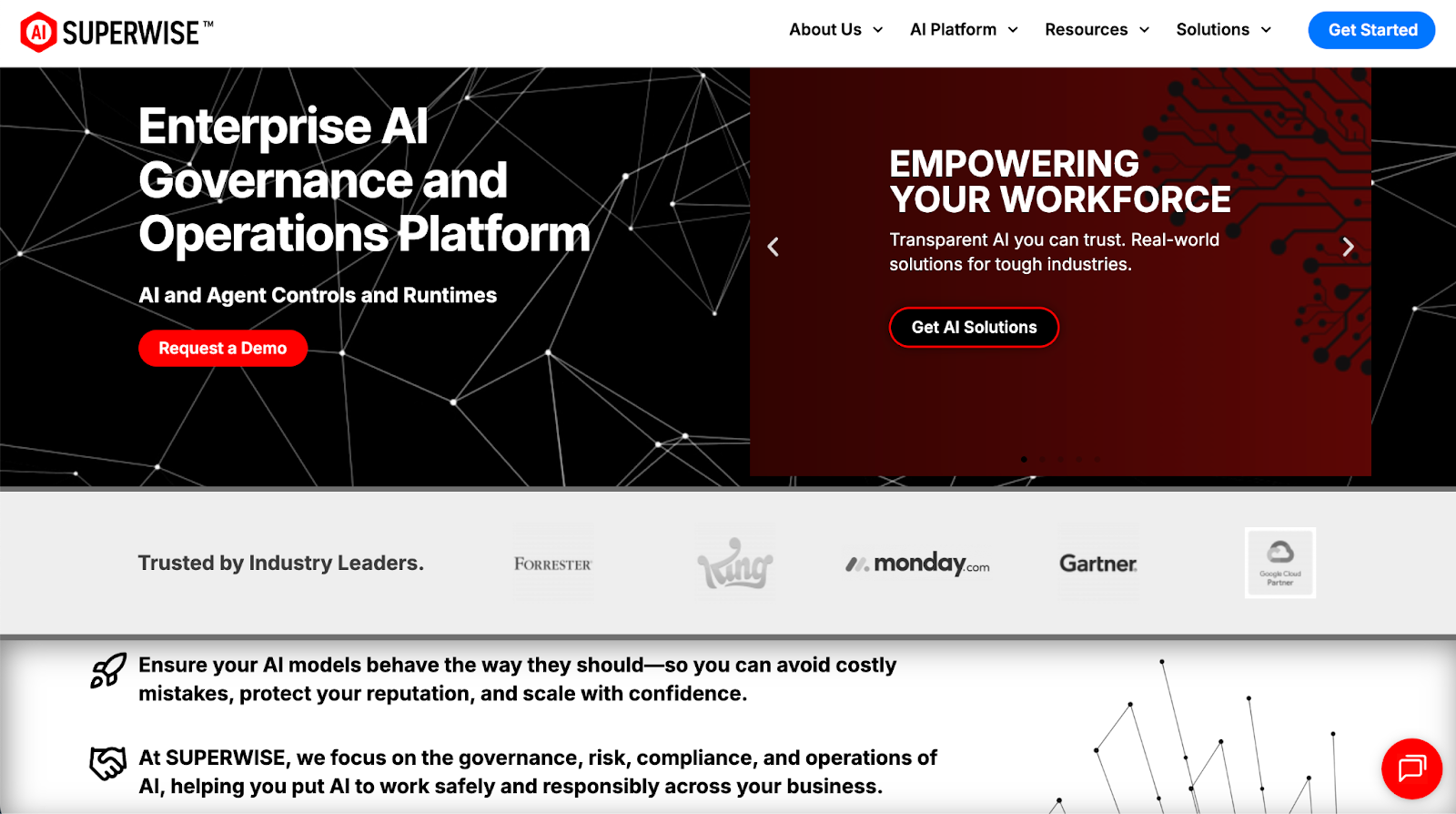Superwise homepage for enterprise AI governance and workforce enablement