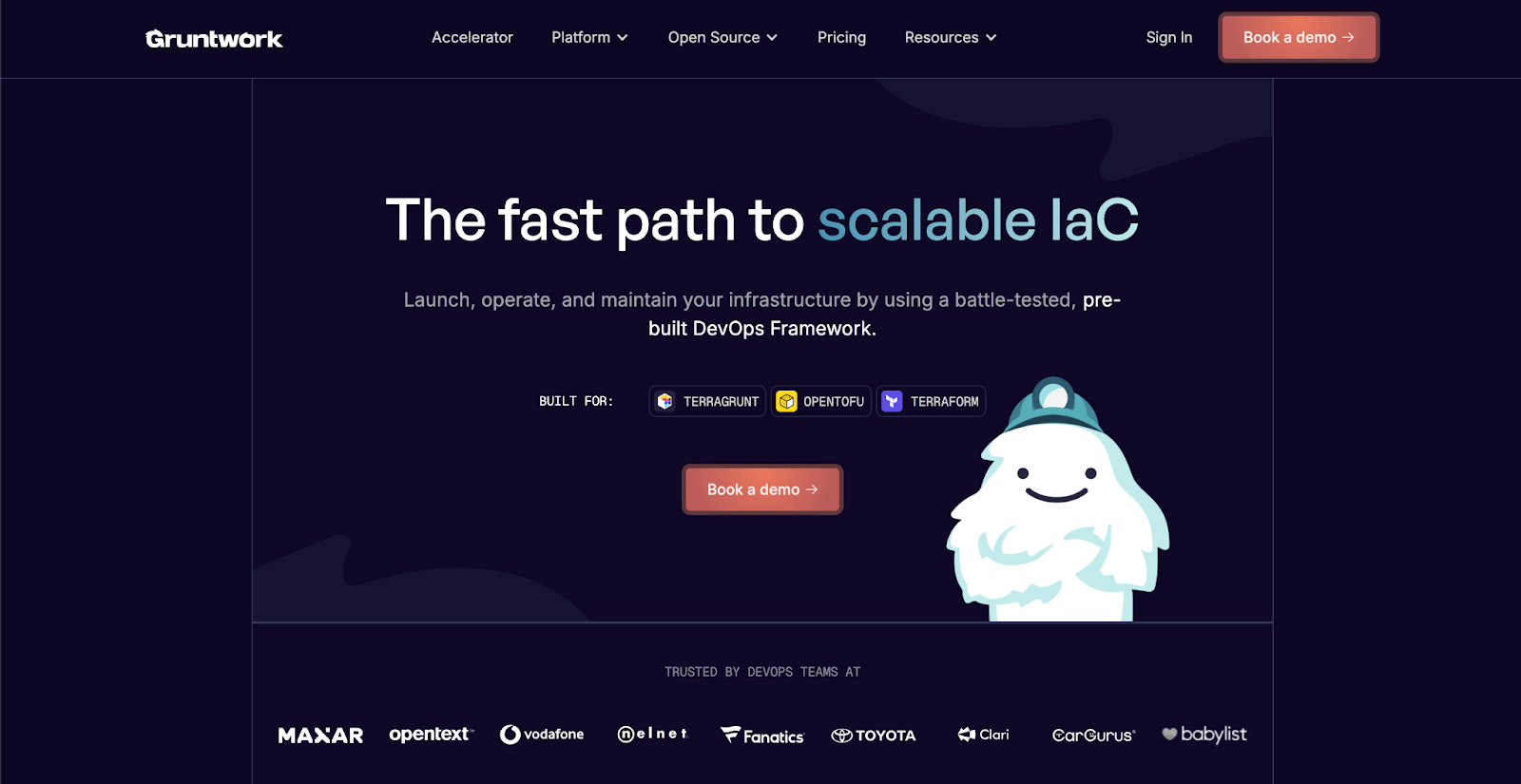 Gruntwork homepage for scalable infrastructure as code with Terraform and Terragrunt