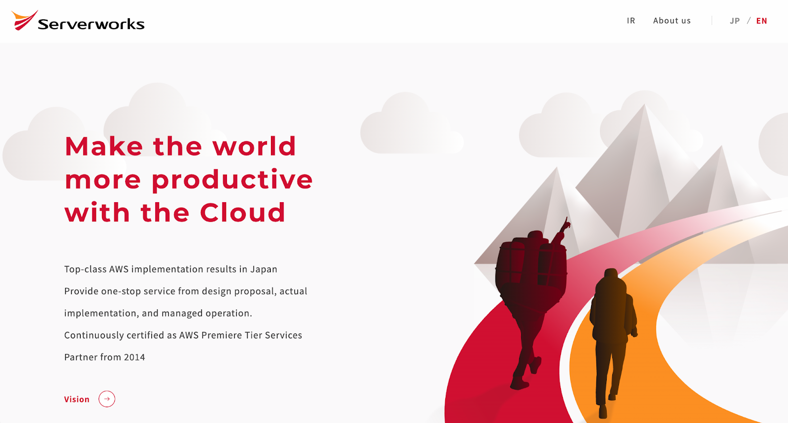 Serverworks homepage titled Make the world more productive with the Cloud