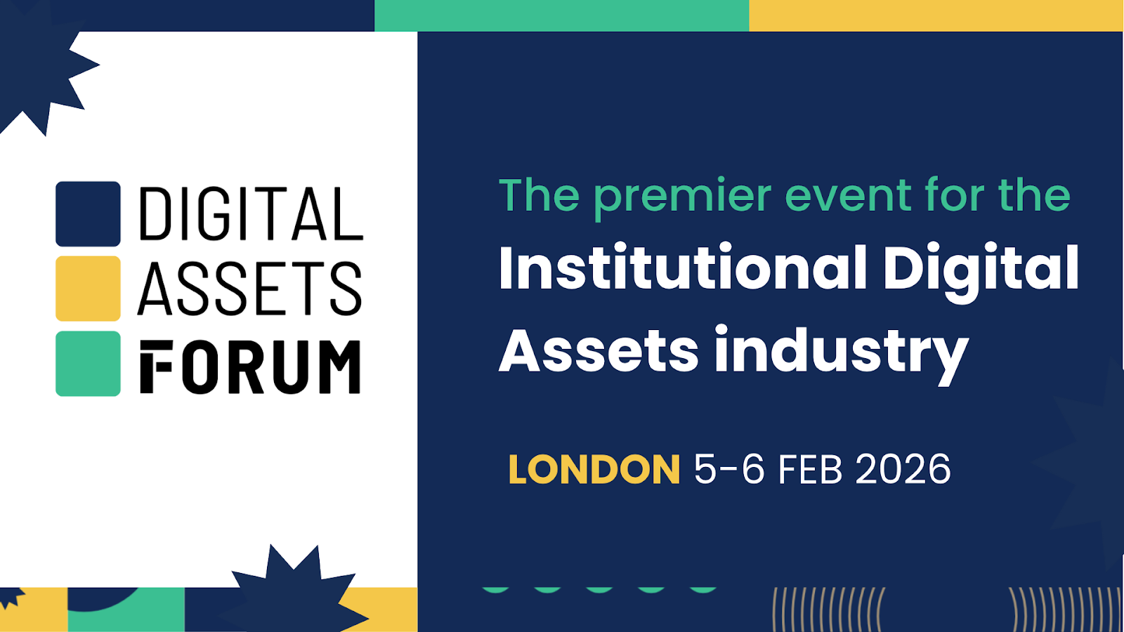 Digital Assets Forum banner for London, 5-6 February 2026, an institutional event