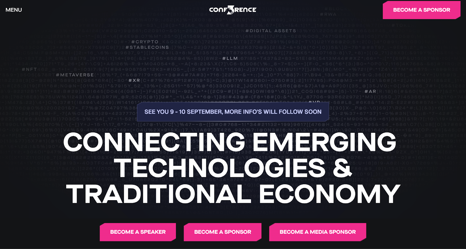 CON3RENCE page titled Connecting Emerging Technologies and Traditional Economy, 9-10 September