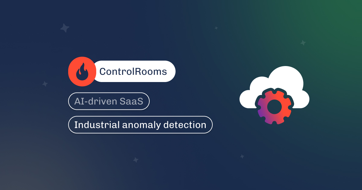 Graphic titled ControlRooms, an AI-driven SaaS for industrial anomaly detection
