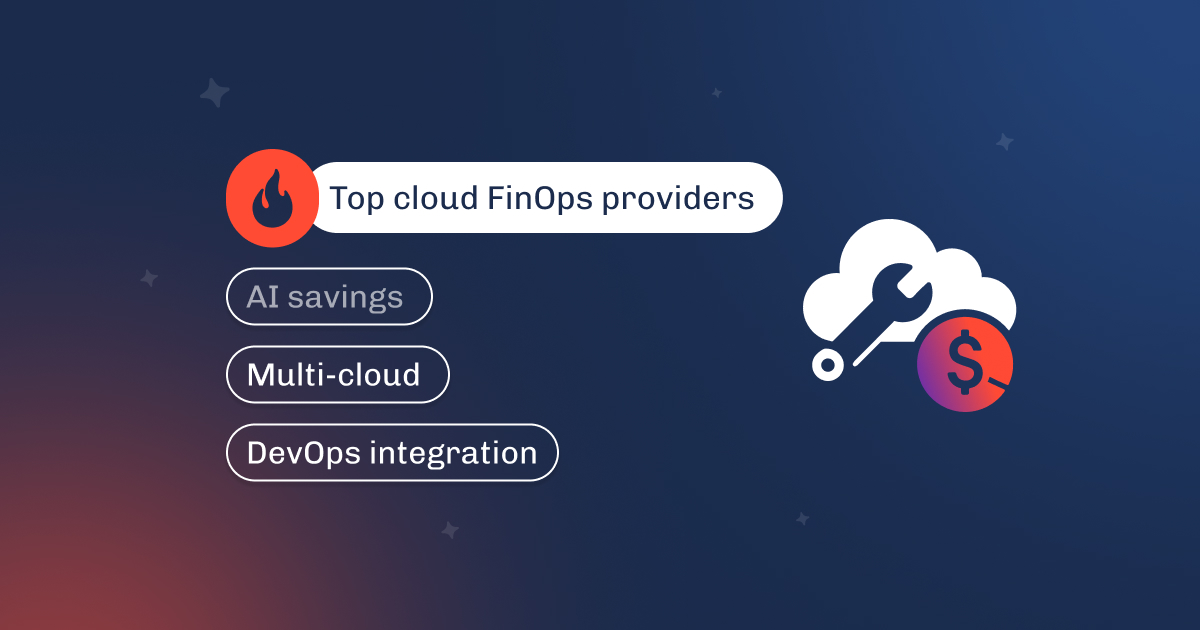 Graphic titled Top cloud FinOps providers, covering AI savings, multi-cloud, and DevOps integration
