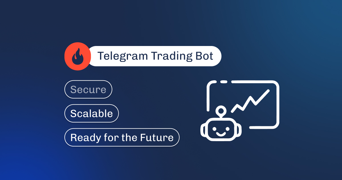 Graphic titled Telegram Trading Bot, covering secure, scalable, future-ready bot infrastructure