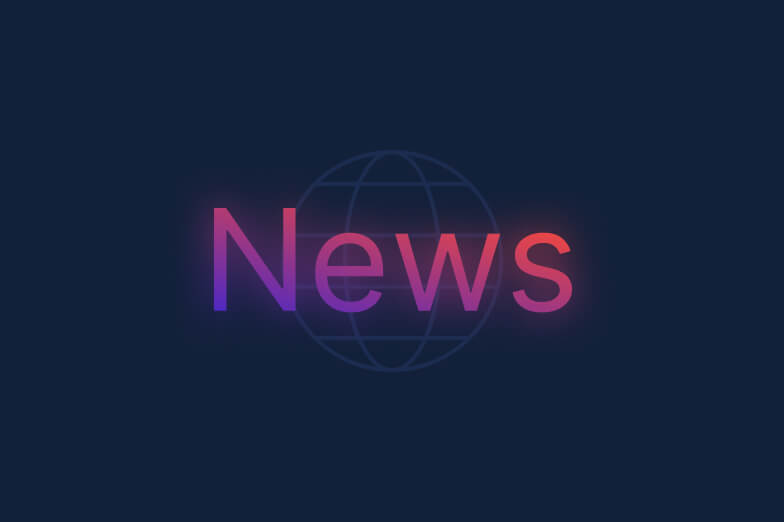 Word News in purple-to-red gradient over a faint globe