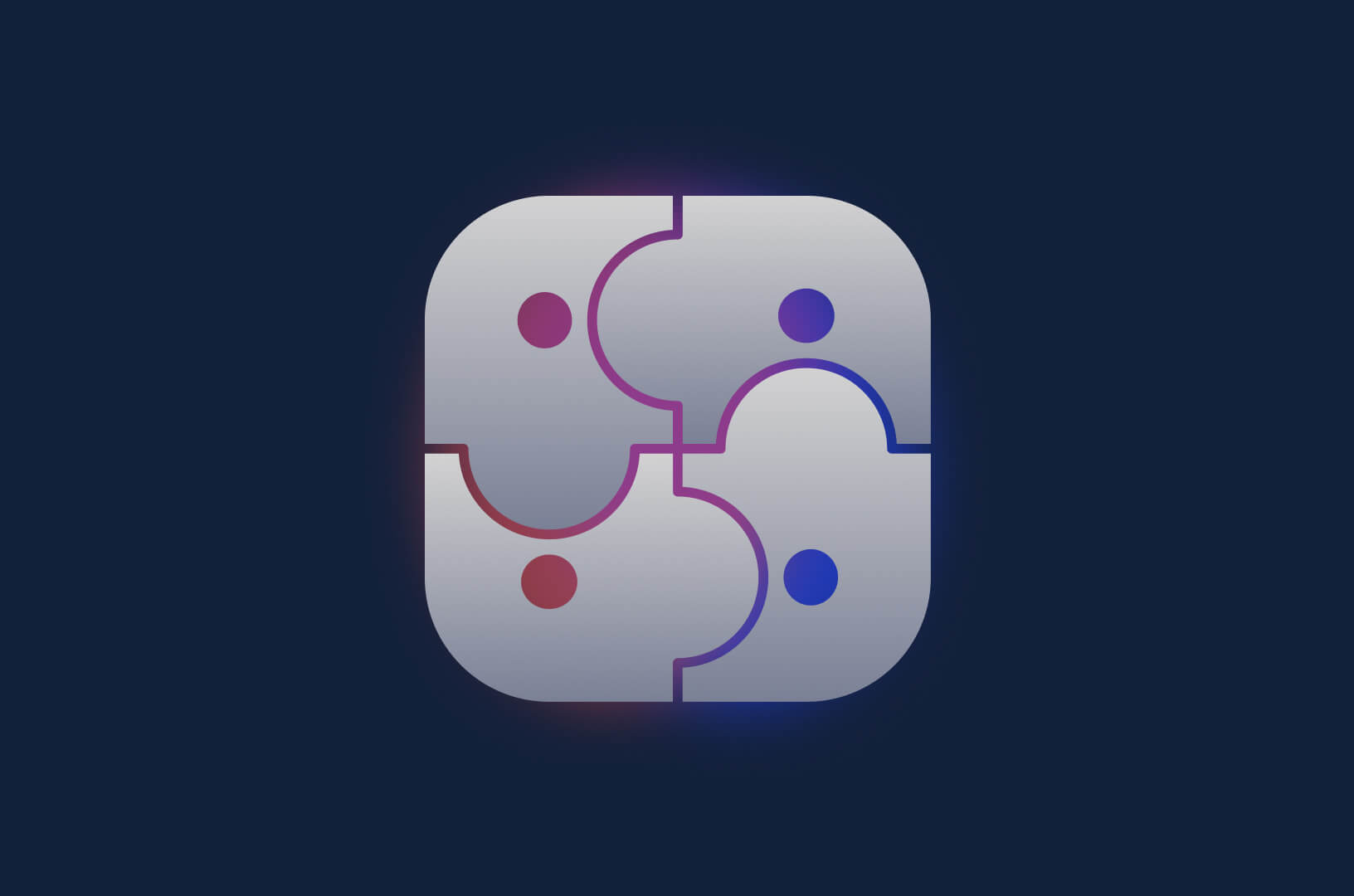 Four interlocking puzzle pieces forming a rounded square