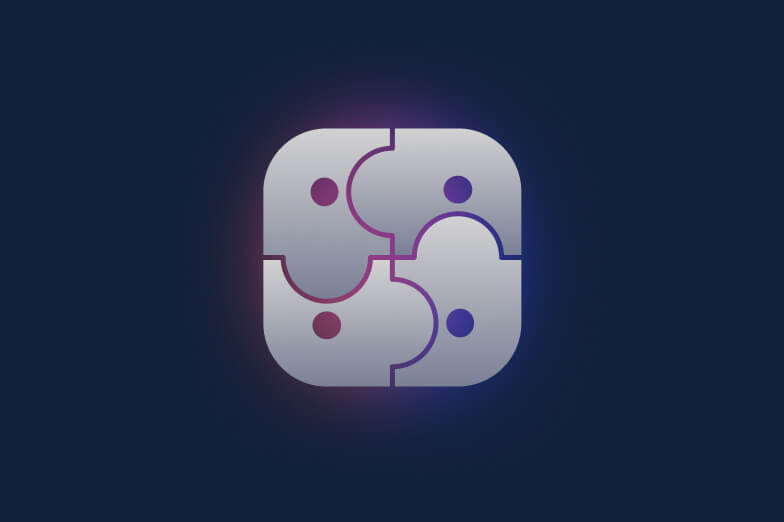 Four interlocking puzzle pieces forming a rounded square