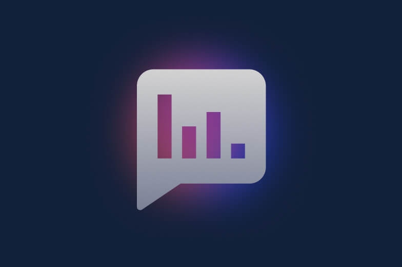 Speech bubble containing a bar chart