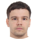 Headshot of a man with short brown hair on a white background