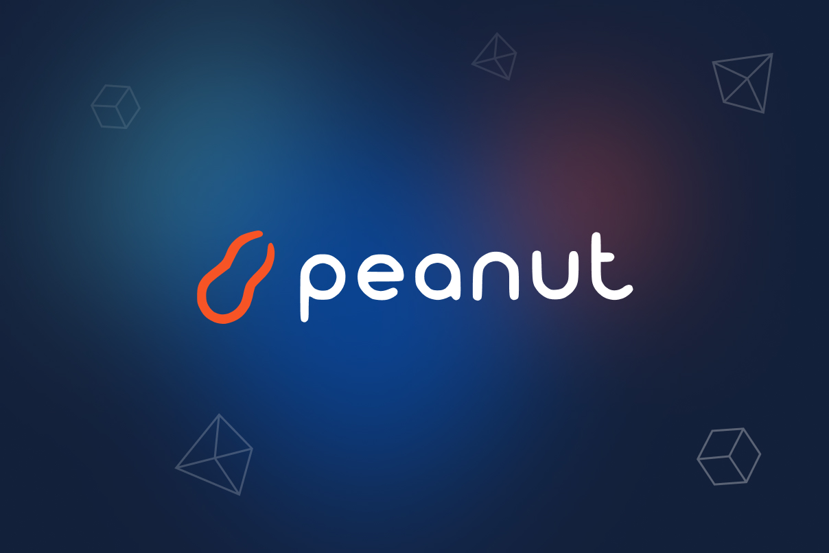 Peanut wordmark with an orange peanut icon on a blue glow