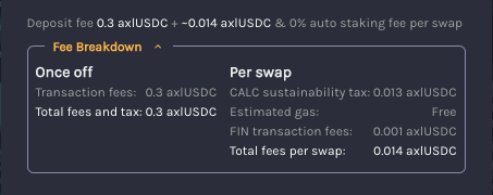 Calc Swap fee example.
