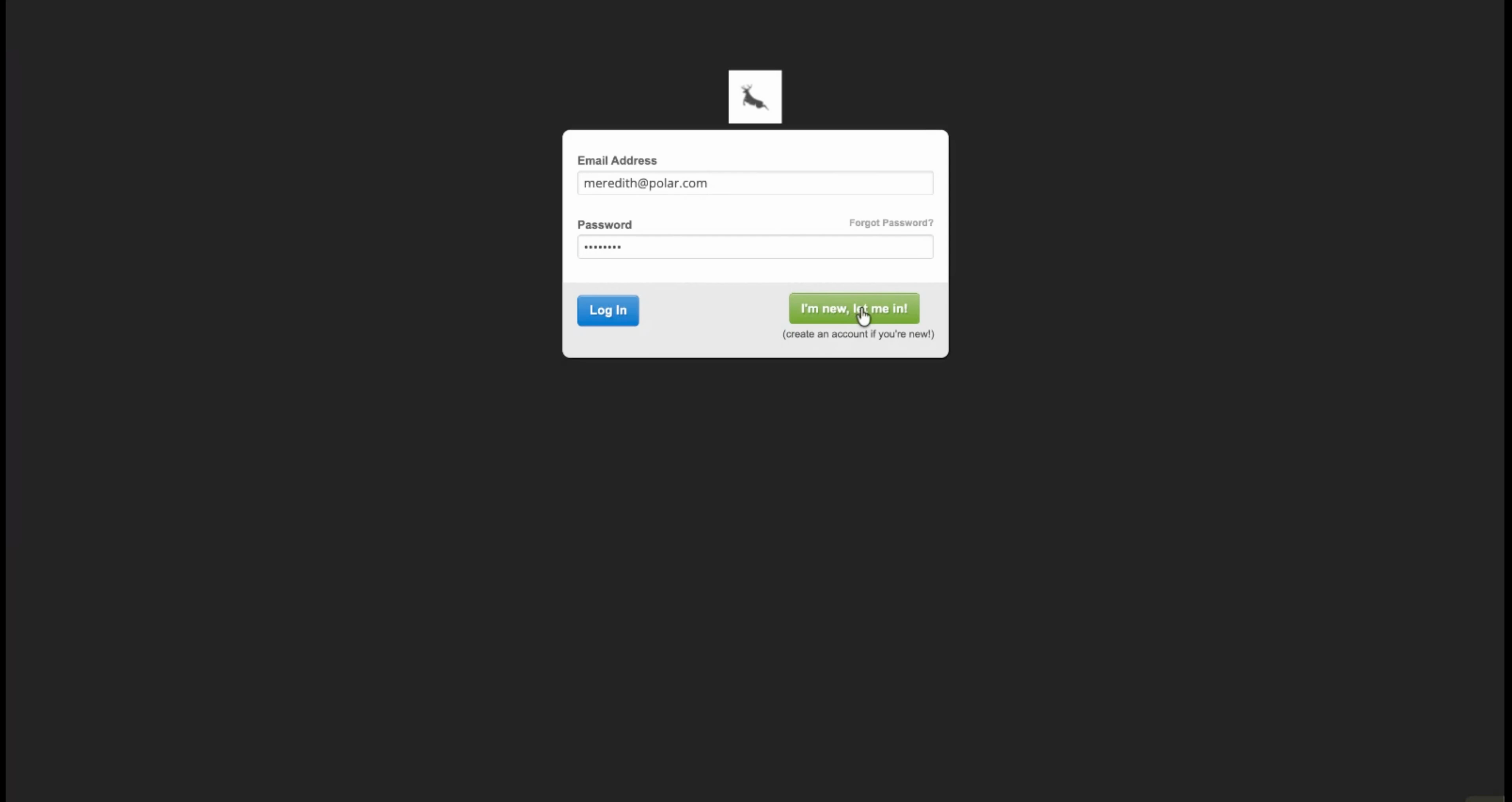 The login screen of a branded ChargeOver customer portal