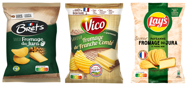 Déclinaison de la saveur "Fromage du Jura" chez les leaders du marché français de la chips