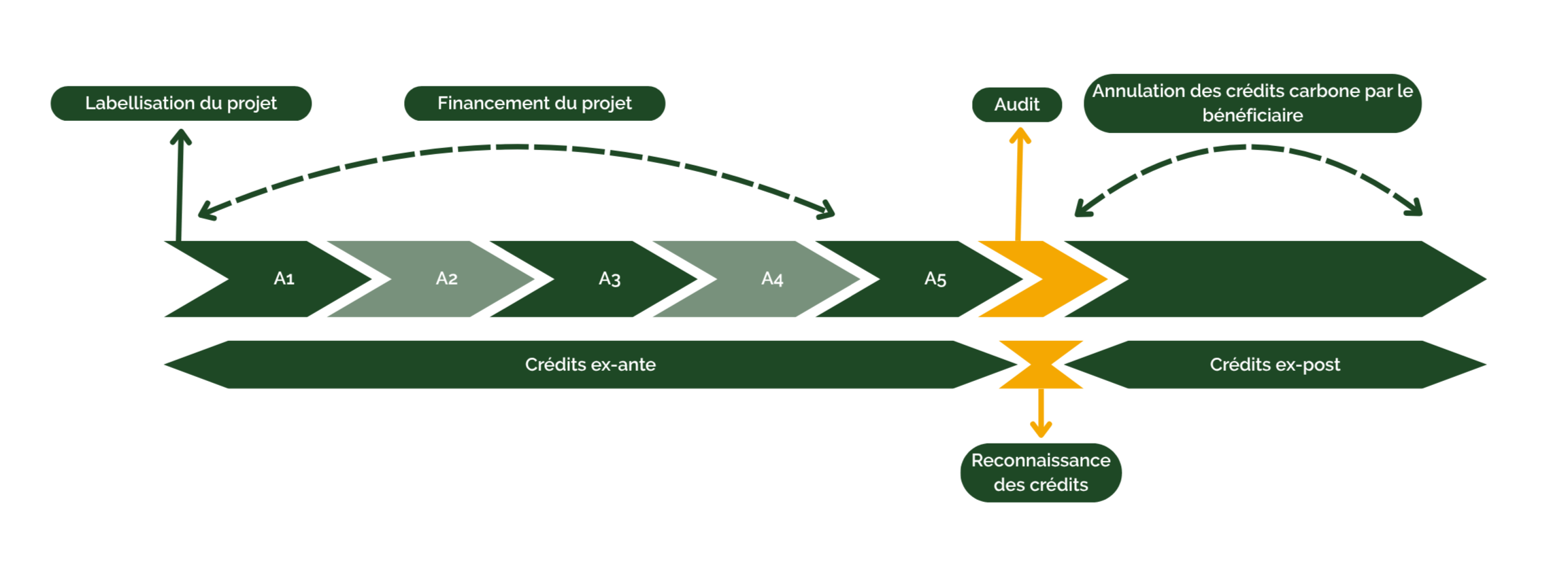 Déroulement d'un projet Label bas-carbone et création des crédits carbone ( Source: Ministère de la Transition Ecologique, ReSoil )