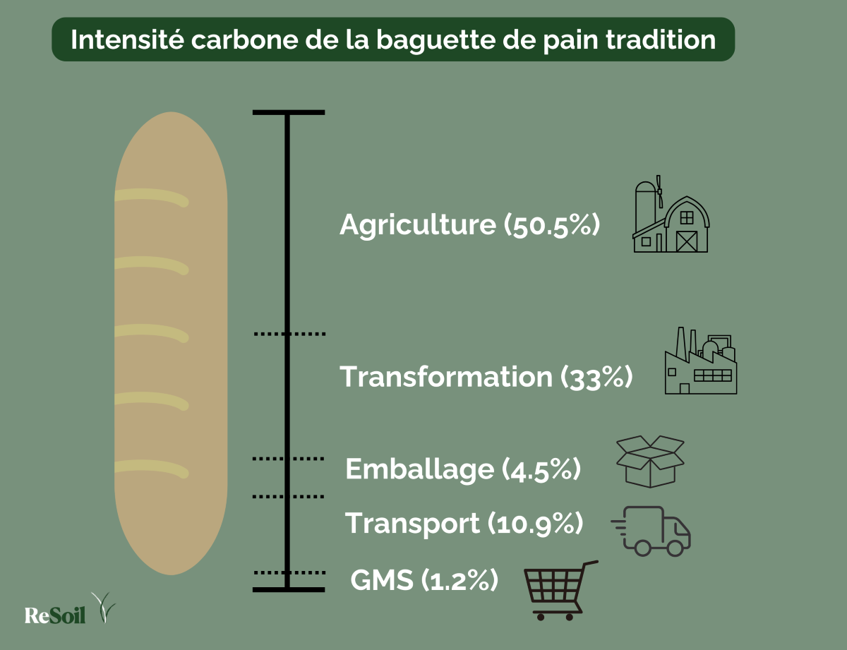 Répartition des émissions par étapes du cycle de vie, (Source : Agribalyse, 2025)