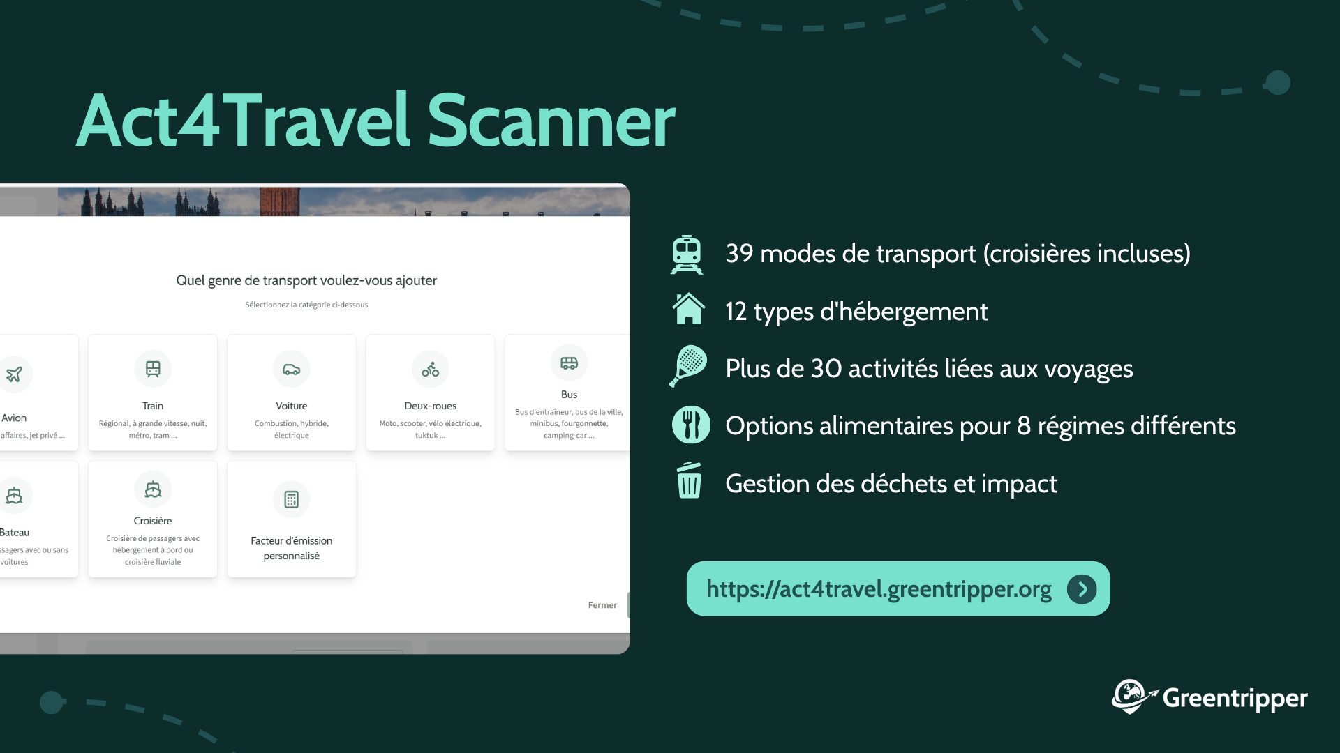 Démo de l'outil de calcul de l'empreinte carbone pour les déplacements professionnels de Greentripper | Source : Greentripper