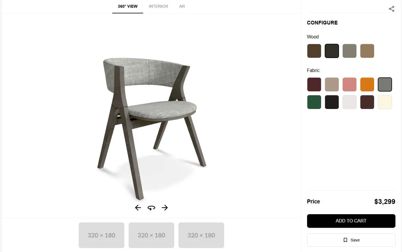 Interface de configurateur de produit 3D - Danthree Studio