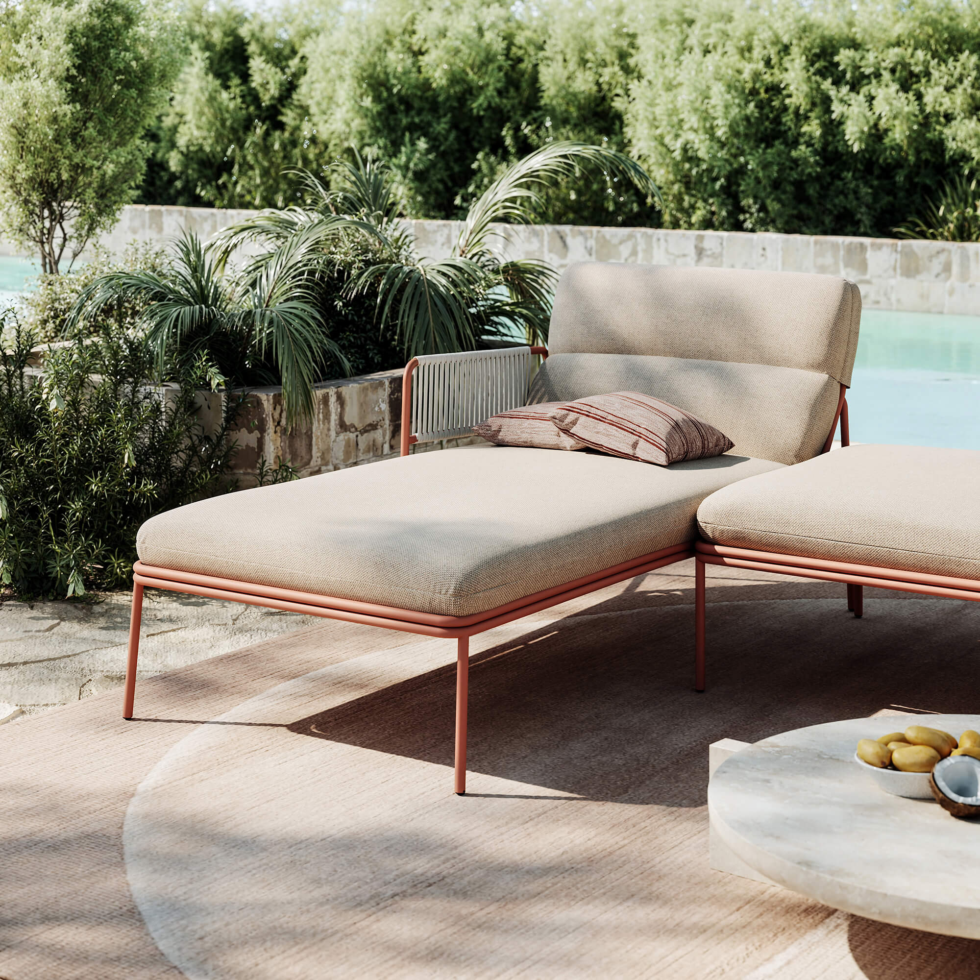 Mediterrane Outdoor-Polstermöbel: CGI Produktbilder für emotionale Markenkommunikation