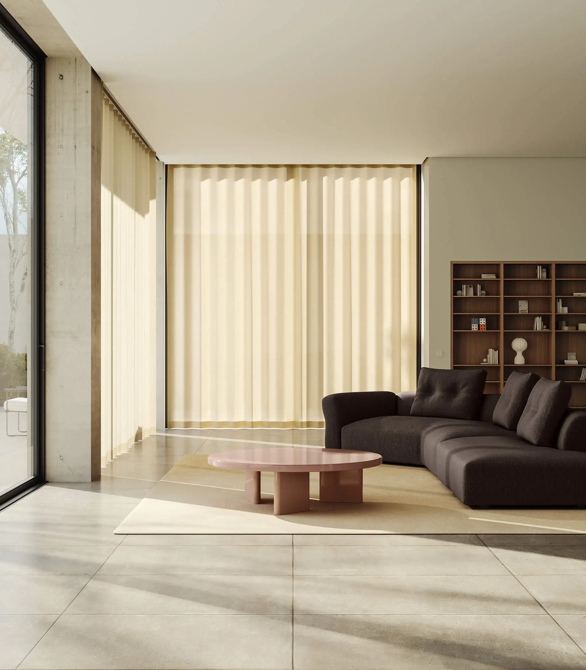 3D Visualisierung für Vorhänge: Kuratierte Markenräume und weiche Architektur für eine Premium Textilmarke