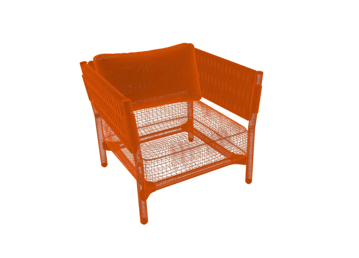Fristående 3D-modell av en stol, exempel på 3D-modellering och produktdesign