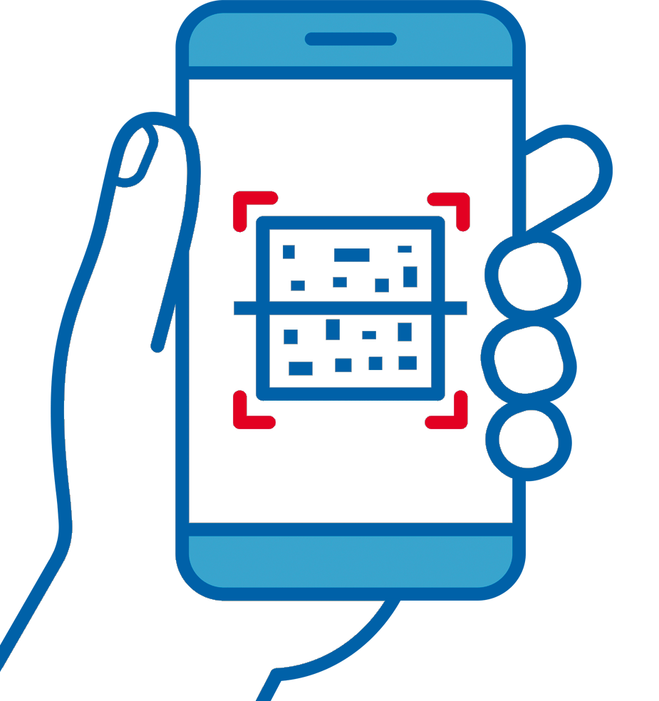 AR QR code generator tool icon - smartphone with QR code in the scan frame for 3D/AR models.