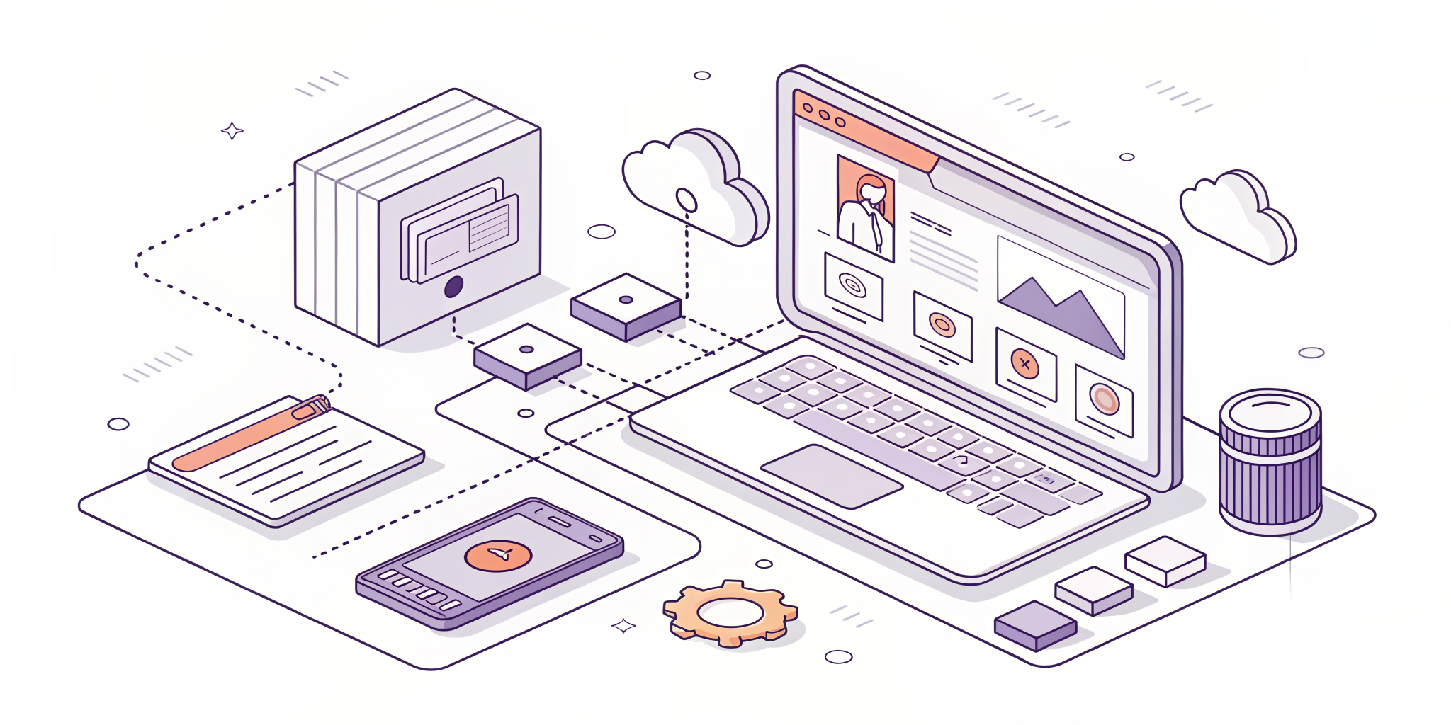 Illustration of web data flowing into cloud storage