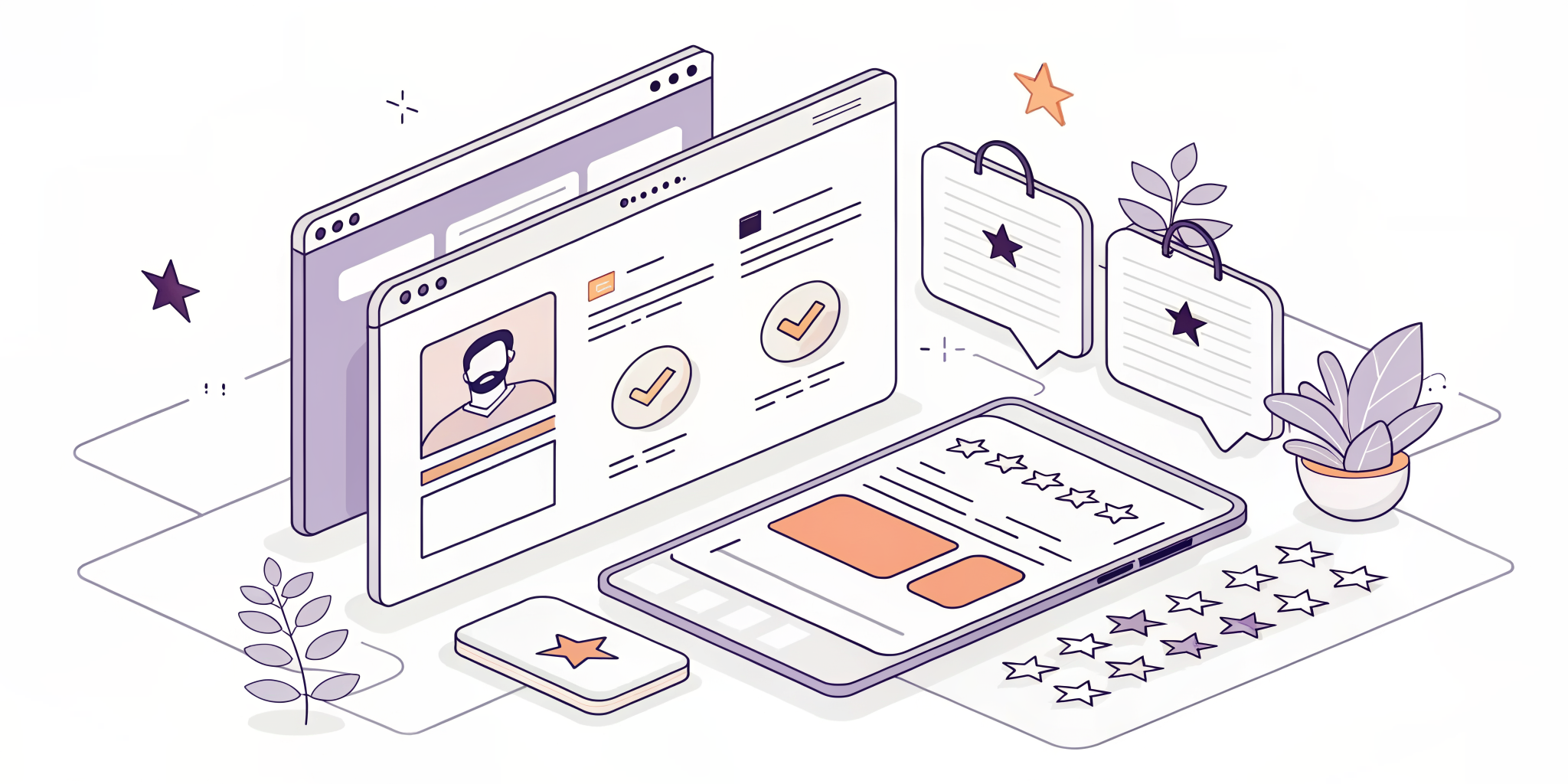 Illustration of competitor reviews feeding a marketing playbook