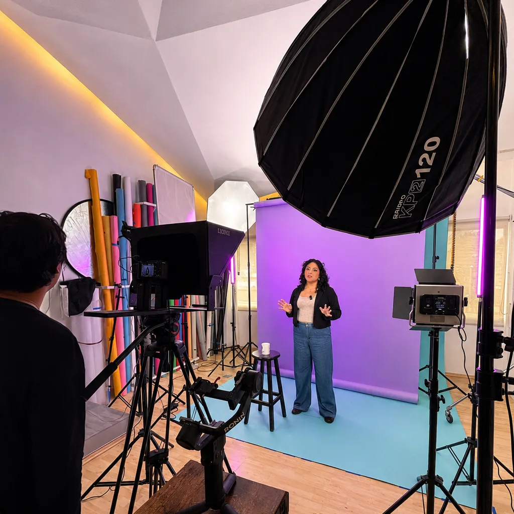 Entrevista o contenido con luces LED dentro de Estudio 2957
