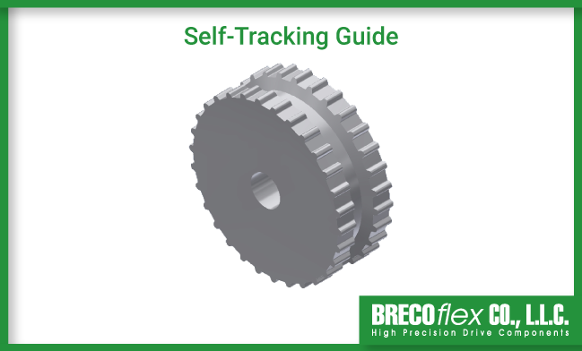 Image of a timing pulley with a centered self-tracking guide.