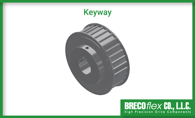 An image of a pulley with a keyway in the hub.