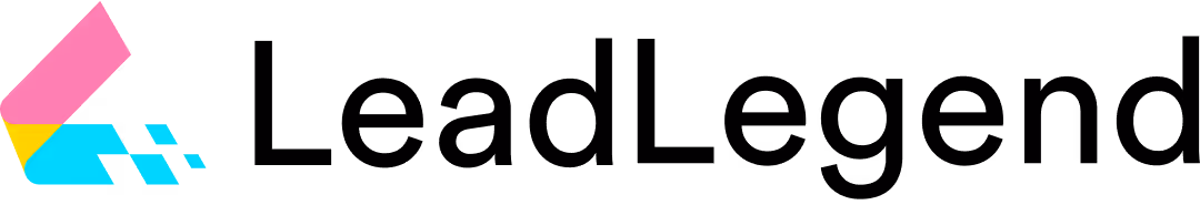 LeadLegend logo with stylized geometric shapes in pink, yellow, and cyan next to black text reading 'LeadLegend'.