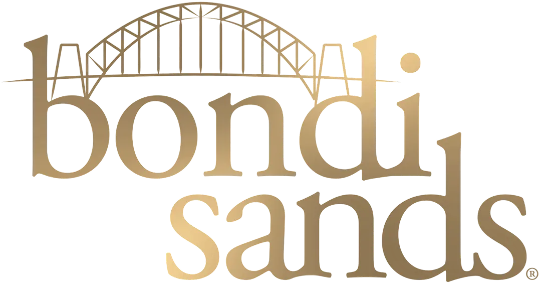 Bondi Sands logo in gold featuring stylized Sydney Harbour Bridge over the text.