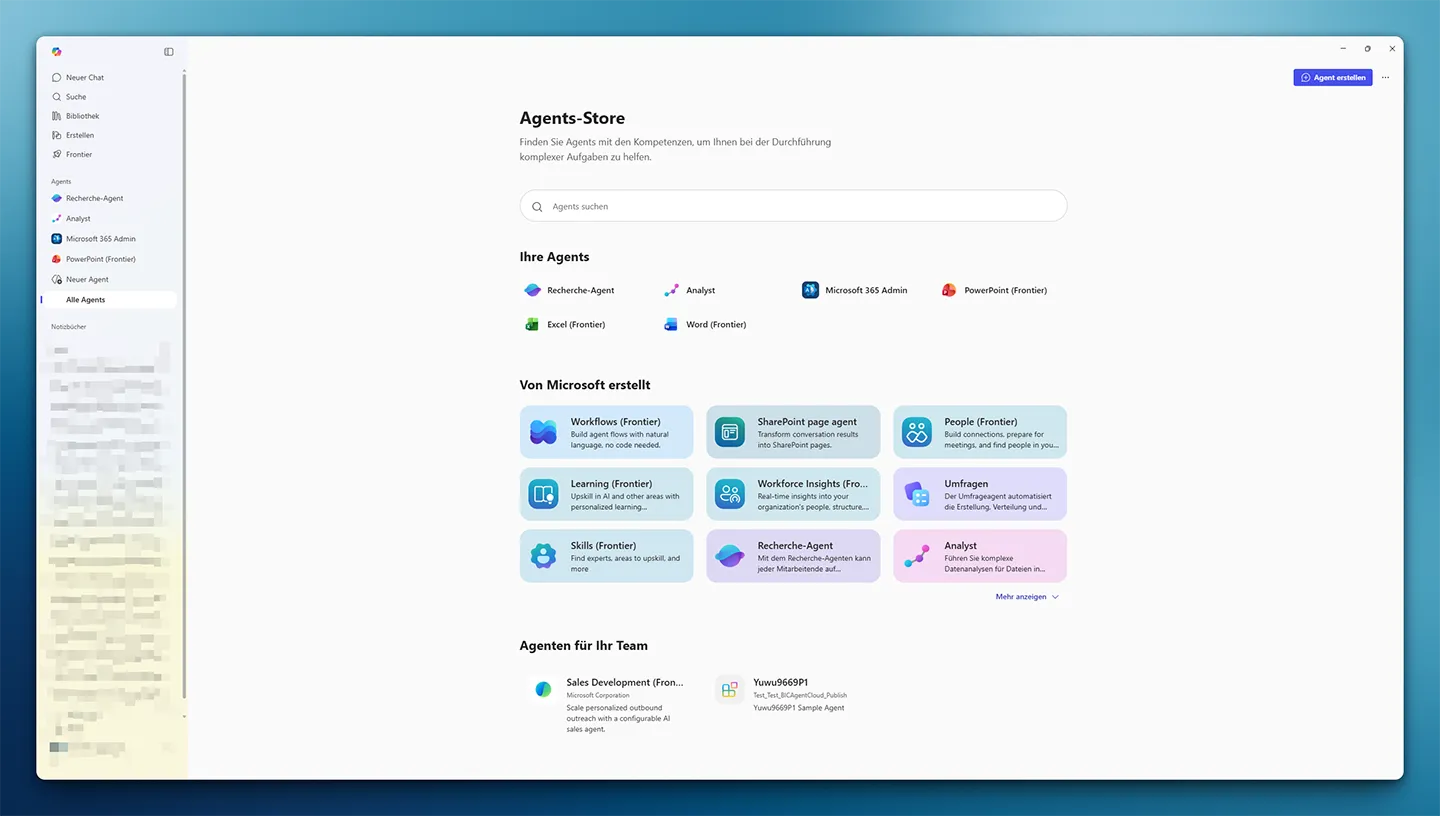 Screenshot des Copilot Agent Store.