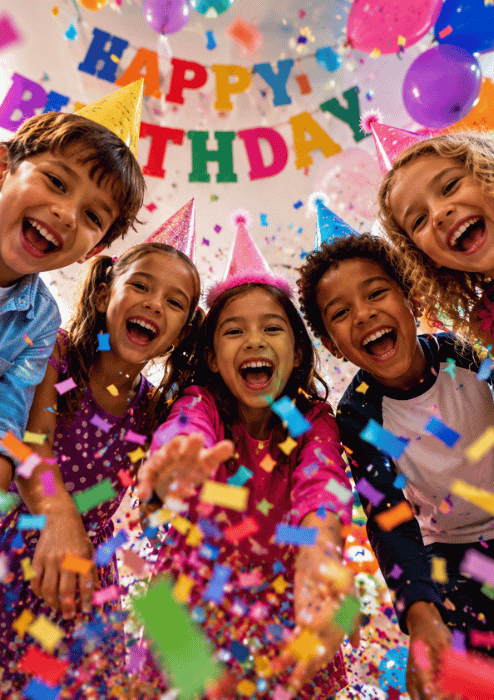 Kids celebrating at Animal Land