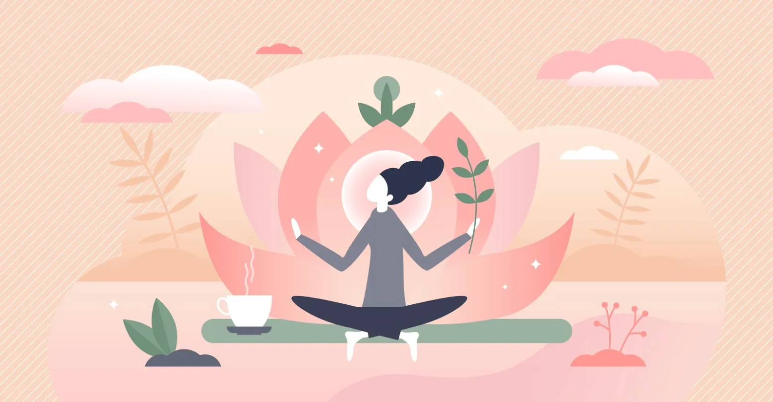 Colorful illustration of a woman doing yoga