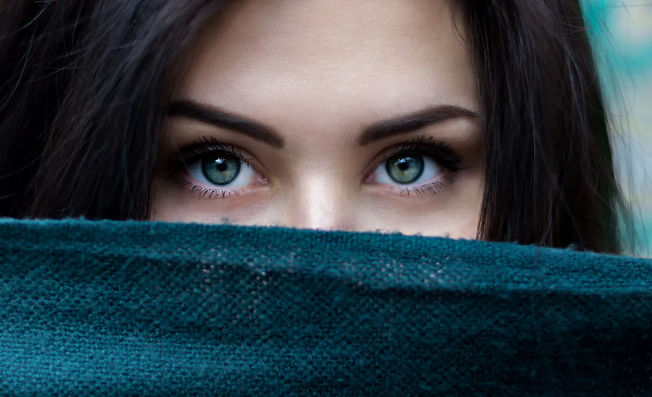 Close up of a woman staring into the camera