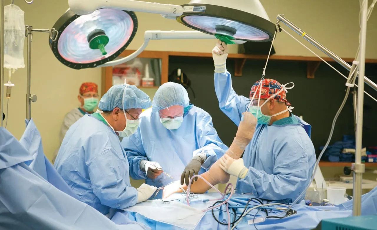Doctors operating on a patient during surgery