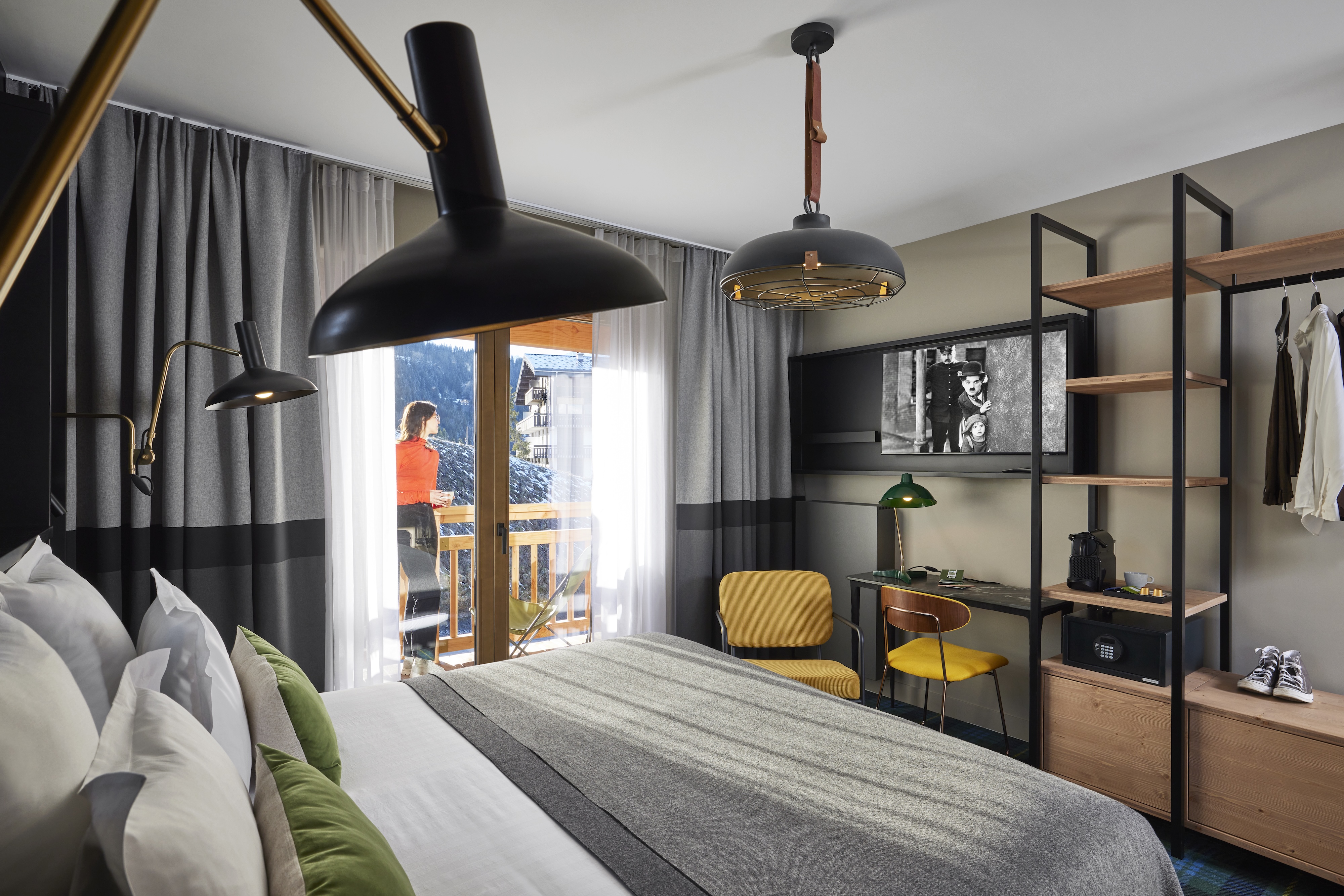 chambre superieure lit Hôtel Chalet Alpen Valley à Combloux Mont Blanc