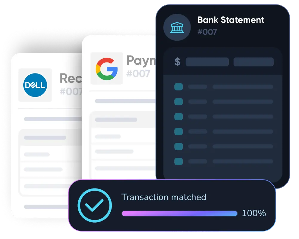 Illustration showing integration of multiple bank statement icons including Scotiabank and Bank of America with accounting software QuickBooks via an intermediary app.