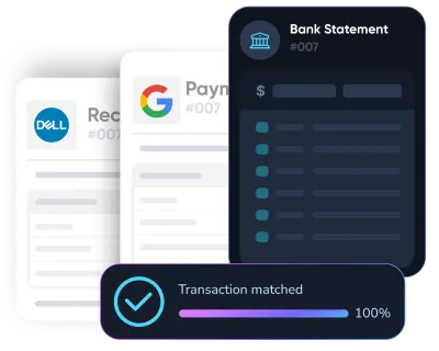 Illustration showing integration of multiple bank statement icons including Scotiabank and Bank of America with accounting software QuickBooks via an intermediary app.