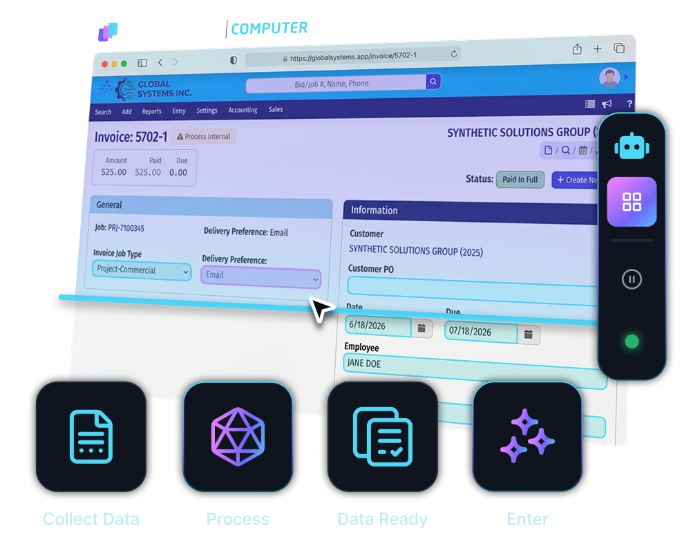 Diagram showing multiple expense entries from apps like Uber Eats, Google, and Starbucks converging into a central software, which then connects to accounting platforms QuickBooks, Xero, and Sage.