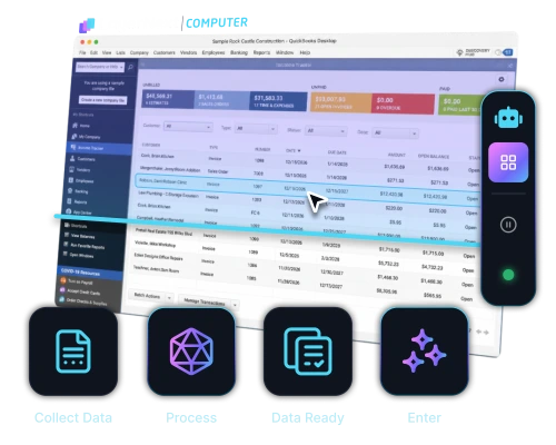 Diagram showing multiple expense entries from apps like Uber Eats, Google, and Starbucks converging into a central software, which then connects to accounting platforms QuickBooks, Xero, and Sage.
