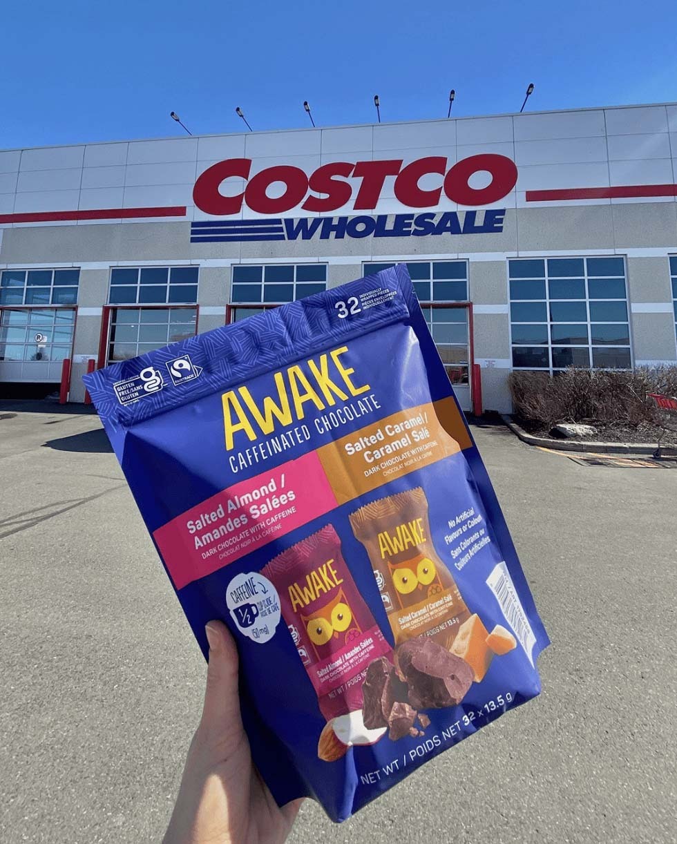 AWAKE chocolate outside of Costco wholesale