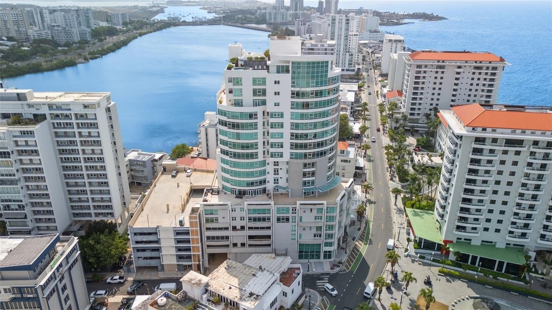 Aerial view of the Bristol penthouse building at 1052 Ashford Avenue