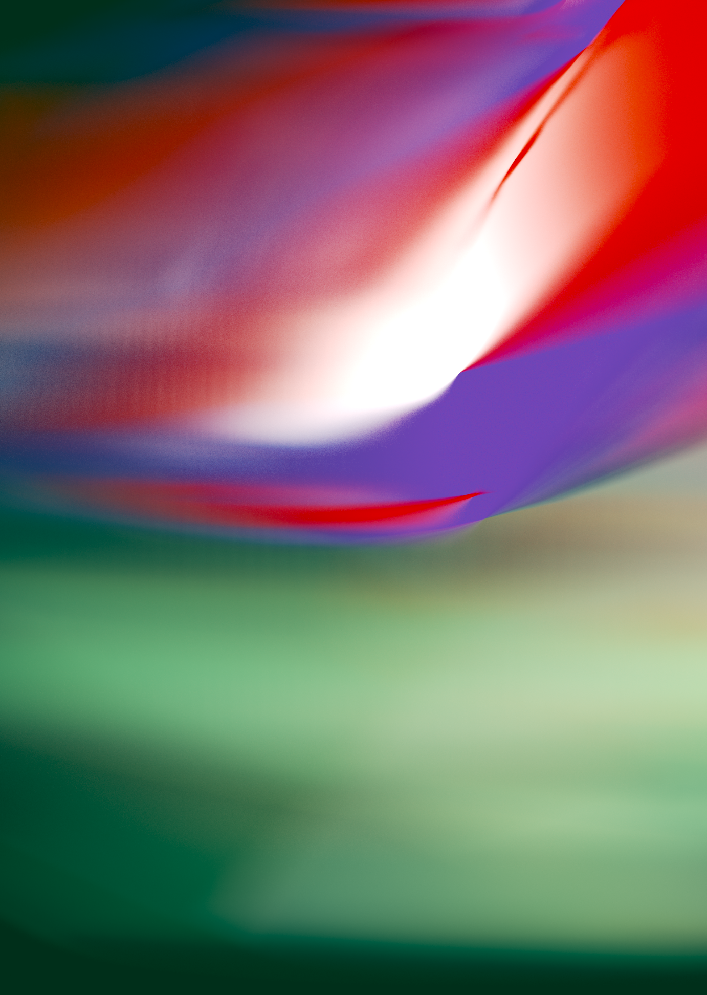Abstract digital artwork with smooth gradients blending red, purple, green, and white light shapes.
