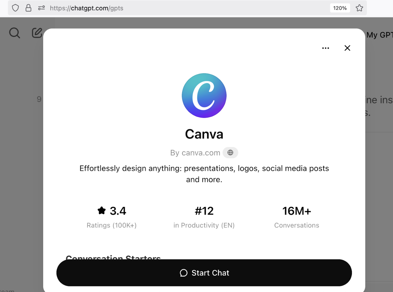 canva's gpt bot integration screenshot