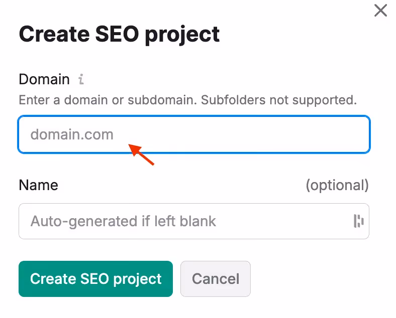 create seo project in semrush